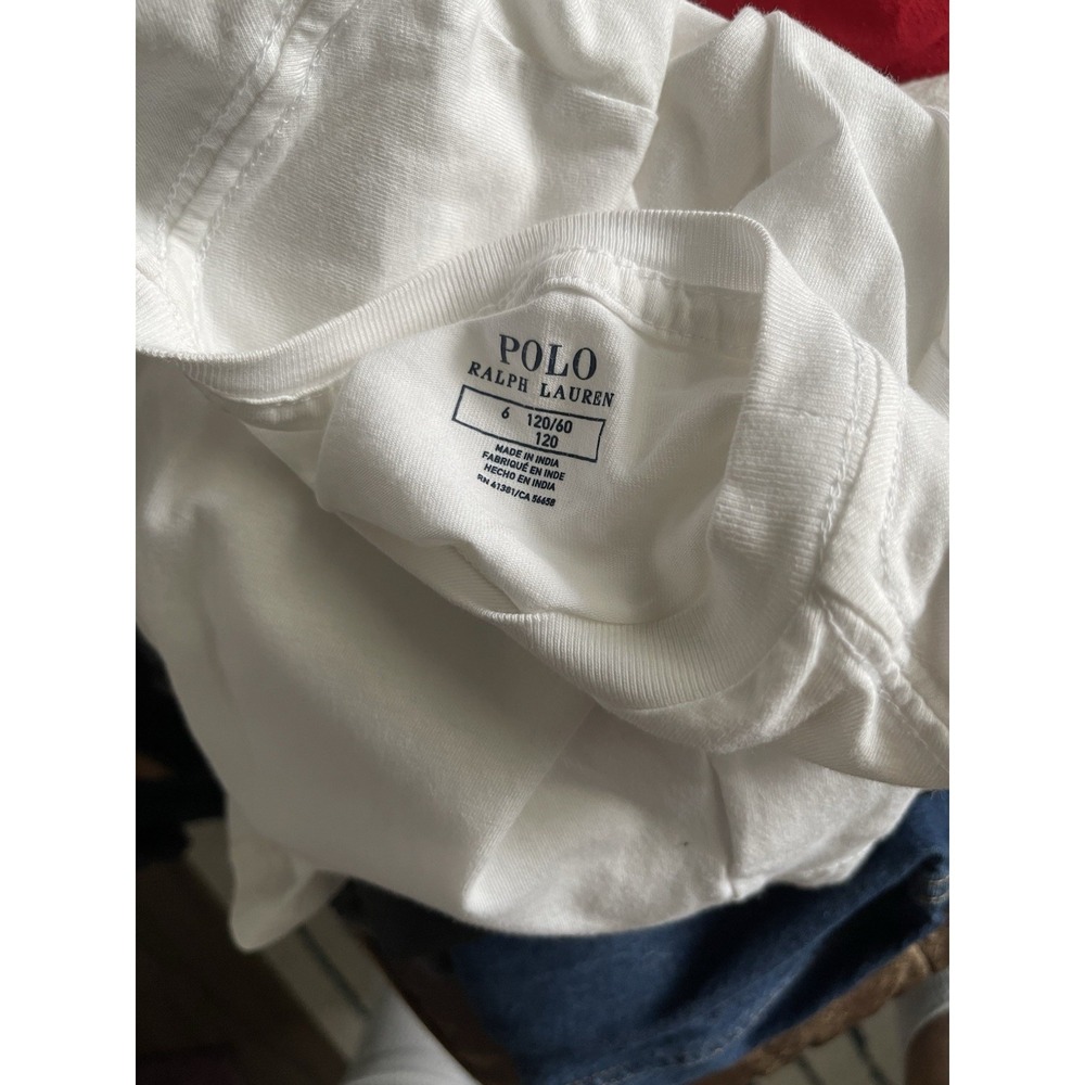 Ralph Lauren Polo Shirt white Pony Long Sleeve Cotton Kids Boy Sz 6 - Picture 4 of 5